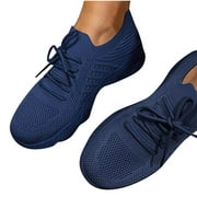 Up to 30% off, Zanvin Women's Fashion Sneakers Clearance Shoes for Women Non Slip Running Shoes Plus Size Breathable Mesh Sports Shoes Thick Soled Shoes, Blue, Size 6